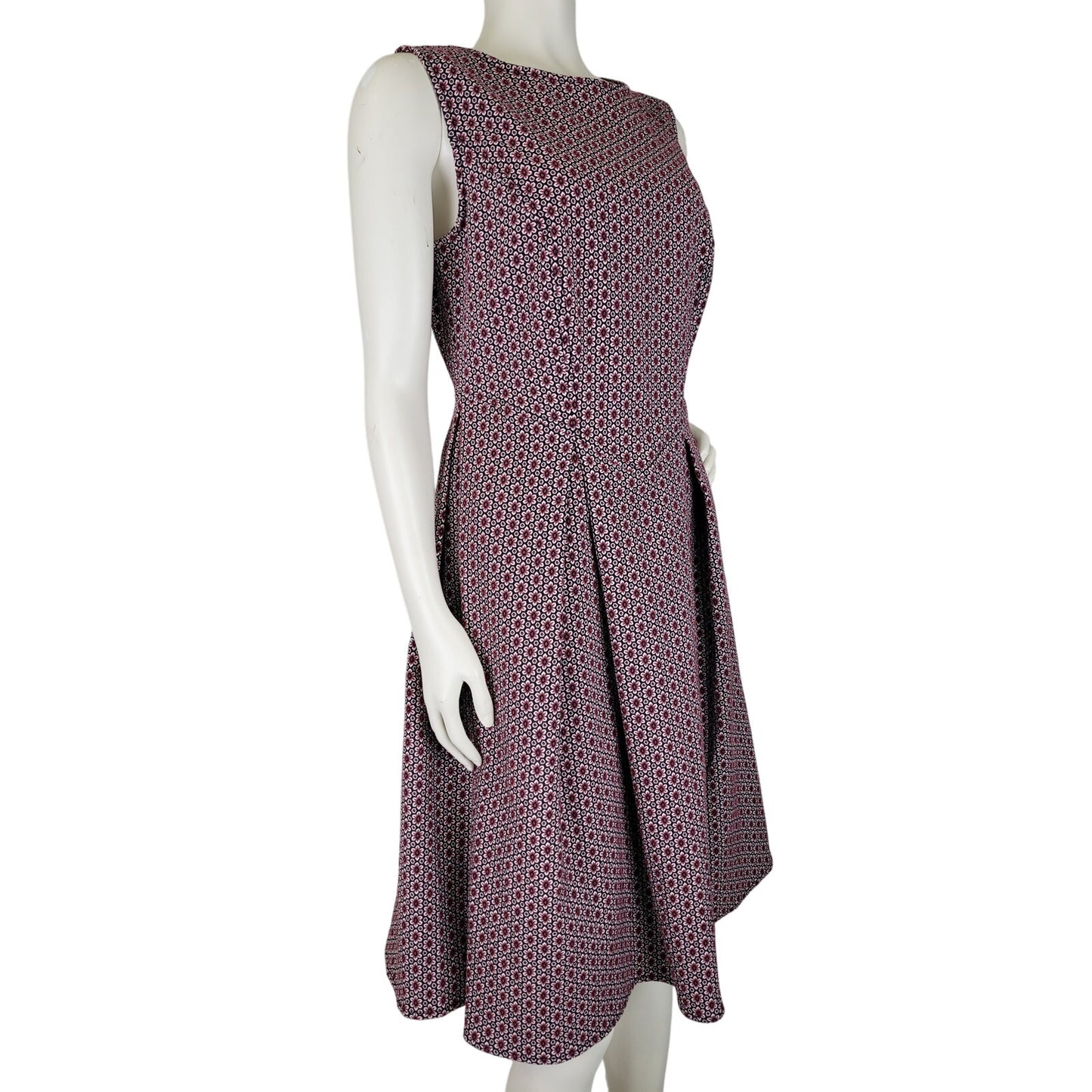 Max Studio A-Line Jacquard Design Summer Dress in Black & Mauve Sz M NWT