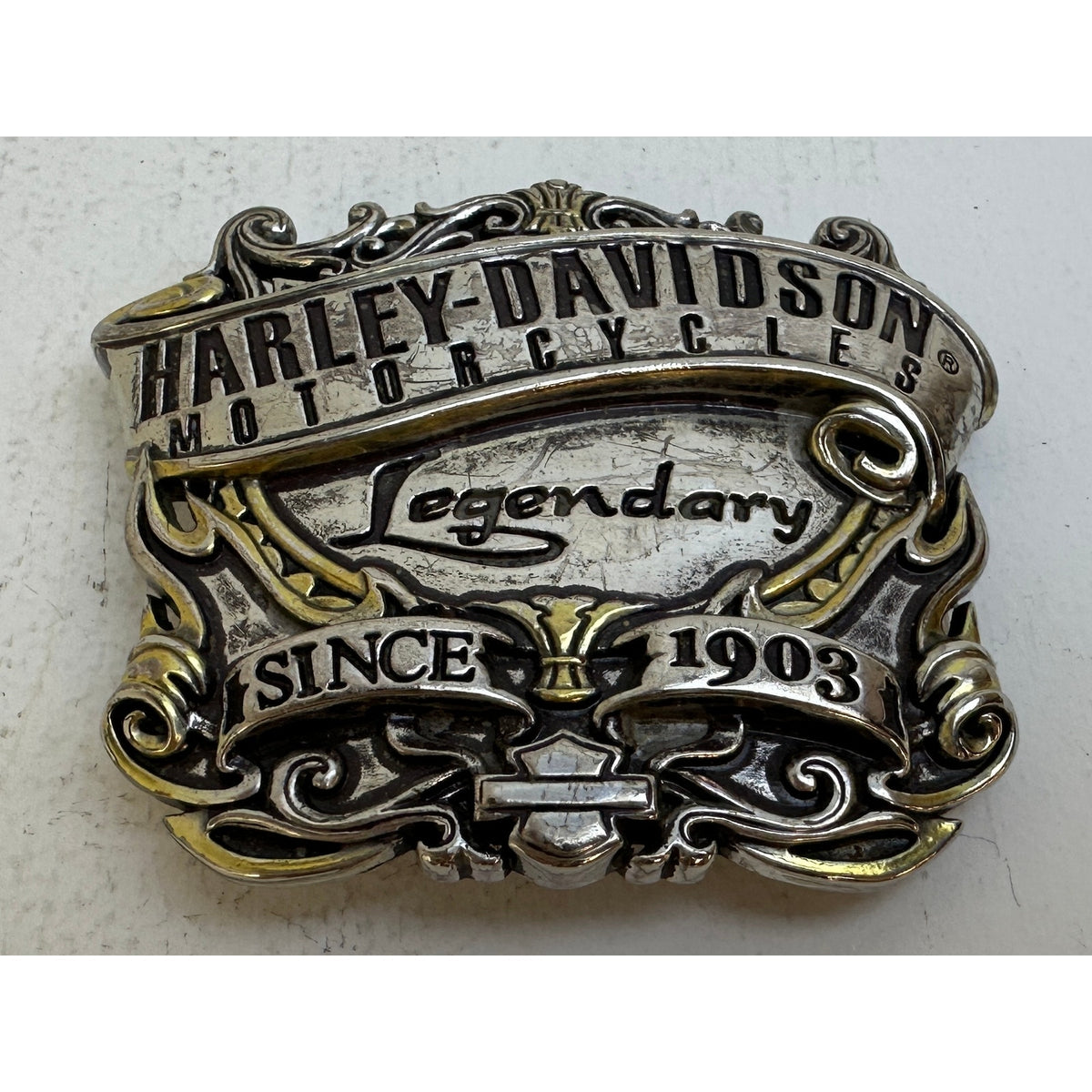 Vintage Harley-Davidson Legendary Since 1903 Two-Tone Belt Buckle