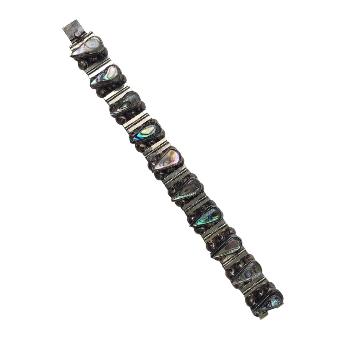 Vintage Sterling Silver & Teardrop Shaped Abalone Bracelet Made in Mexico