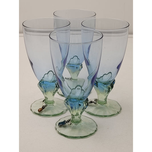 Bormioli Rocco Bahia 6" Drinkware Glass Set of 4 Blue Green | Discontinued