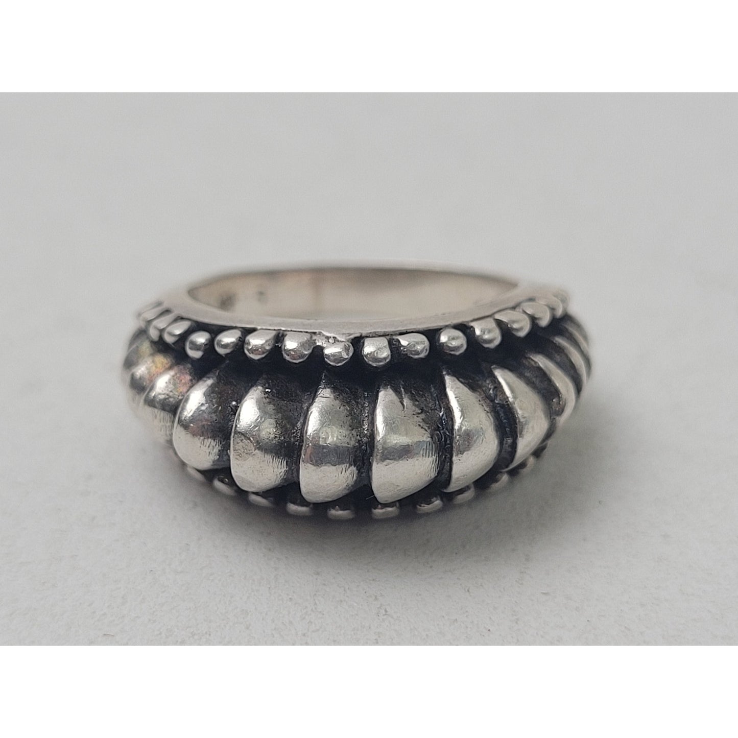Sundance Heavy Serling Silver Ring Bold Modernist Dome Bead Design Sz 5 3/4