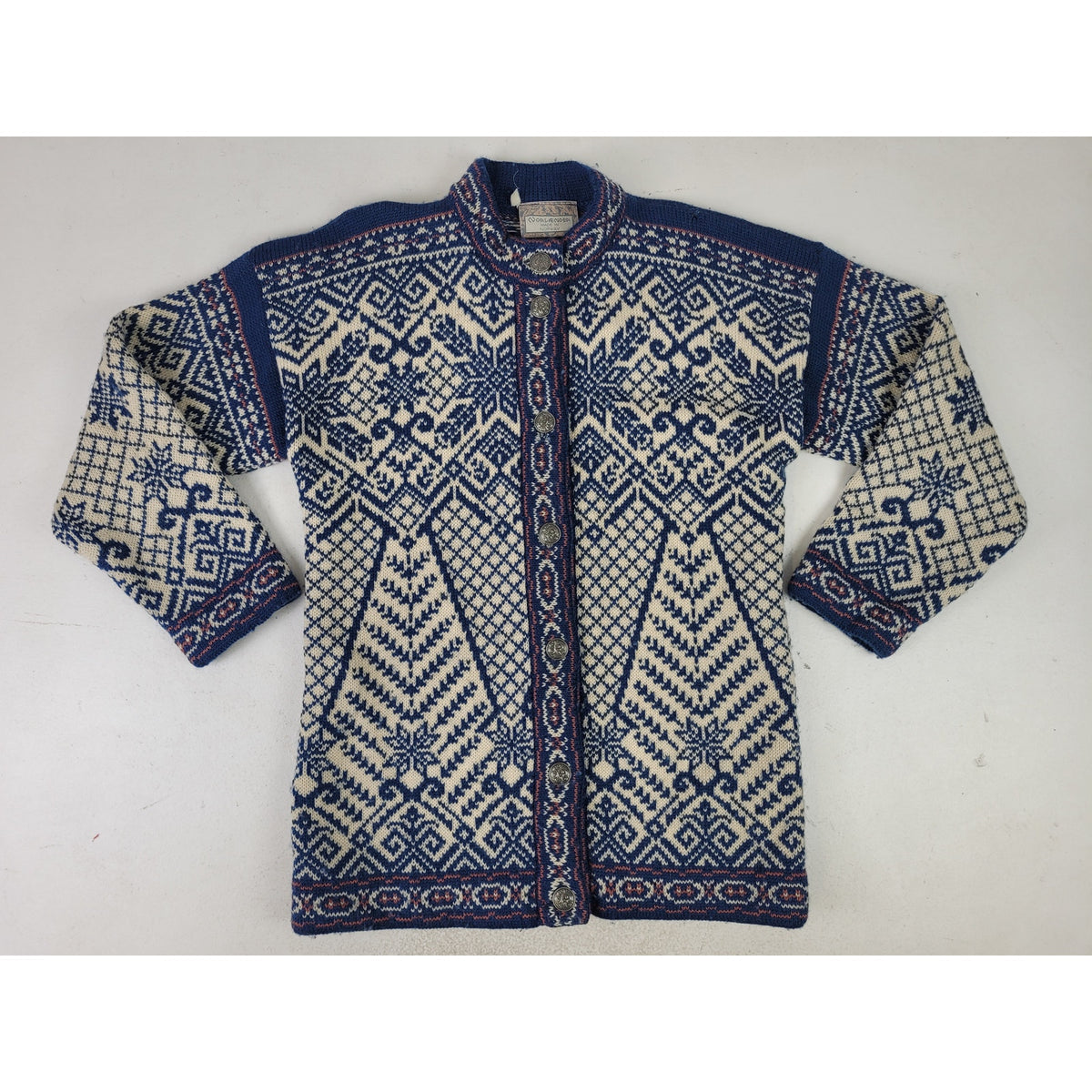 Vintage Norlender Knitwear 100% Wool Nordic Cardigan Sweater Women's Sz M