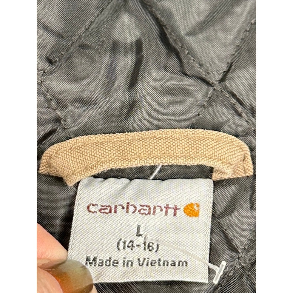 Carhartt Canyon Brown Quick Duck Woodward Insulated Hooded Jacket Boy's Sz L