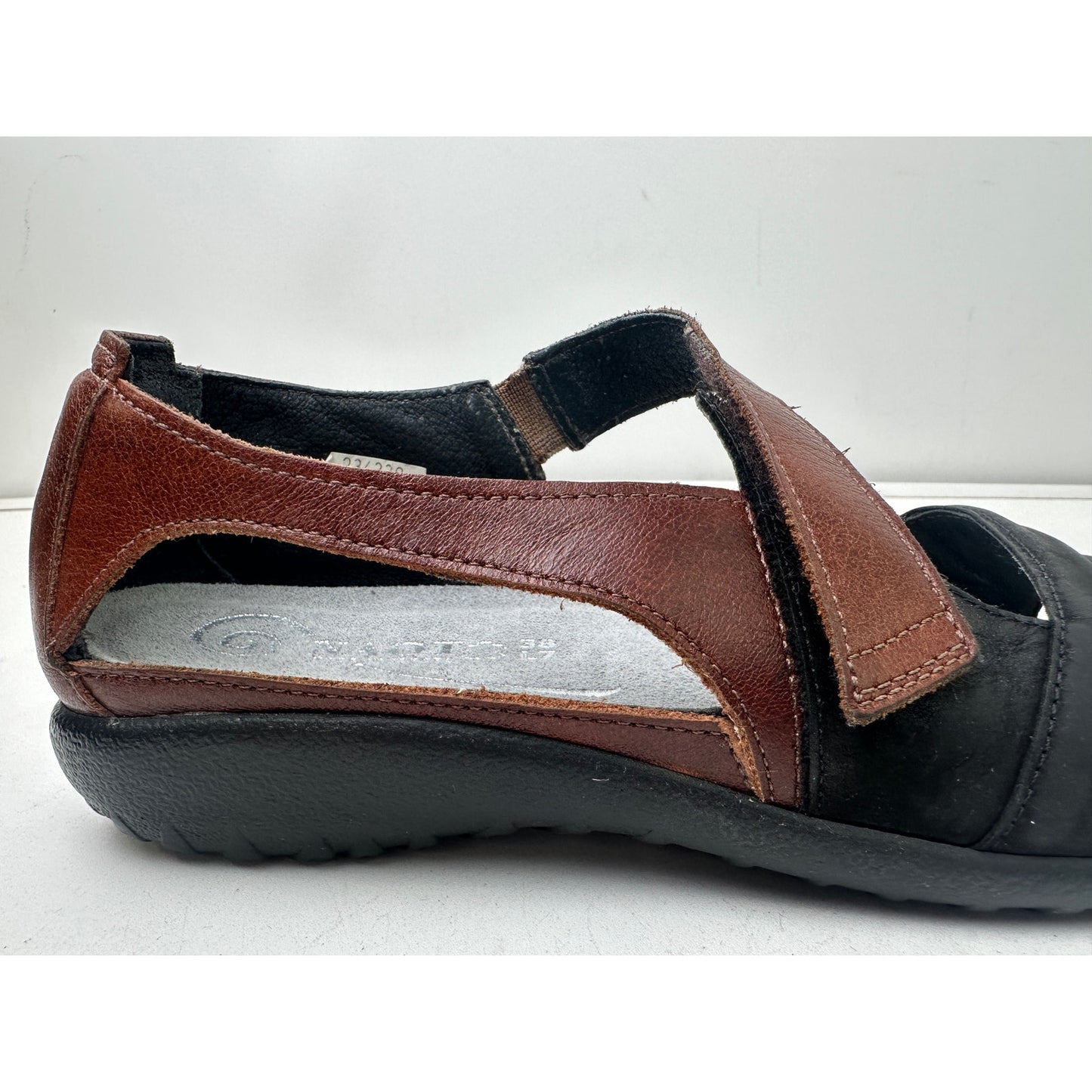 Naot Papaki Black & Cinnamon Leather Comfort Sandals Women's Sz 7