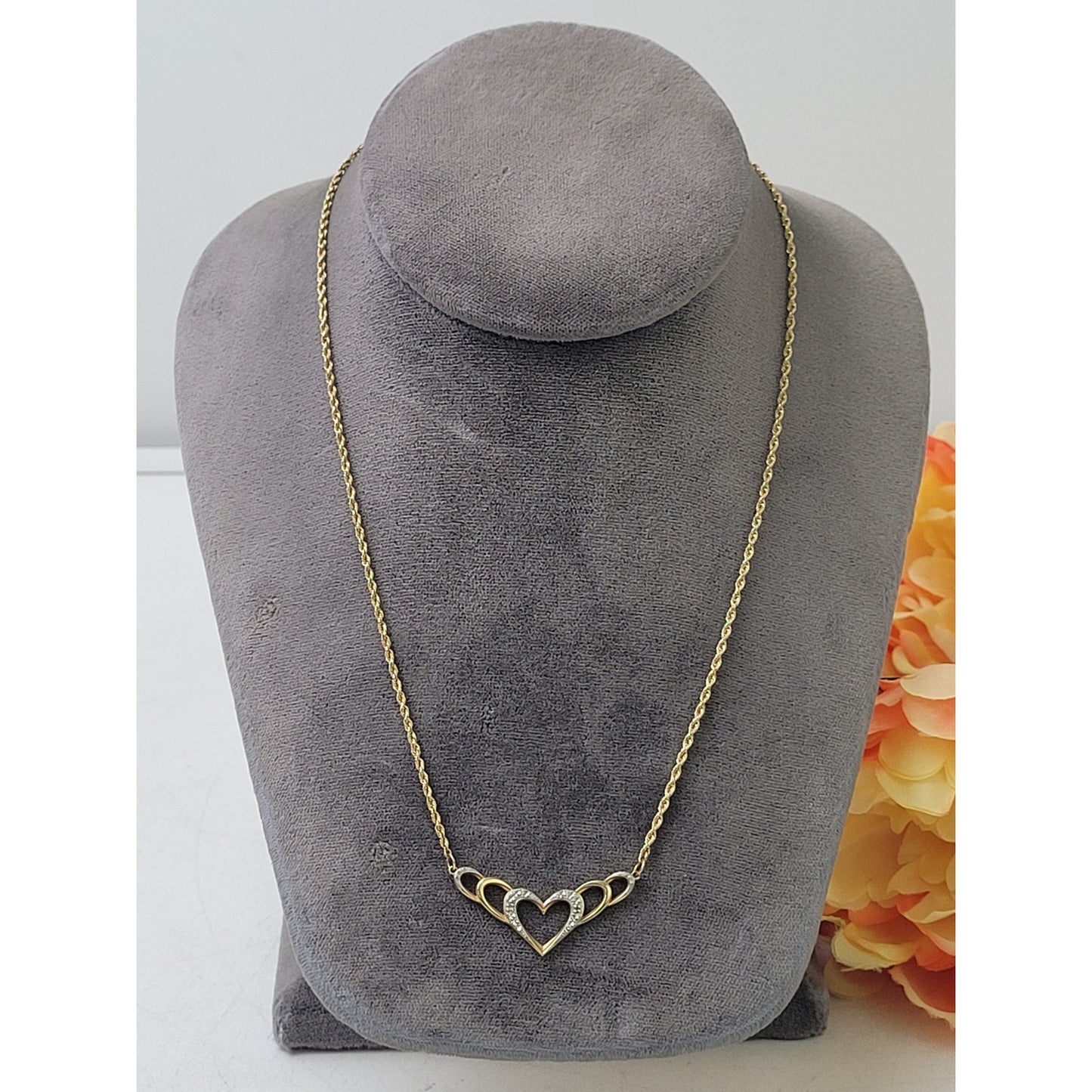 10K Yellow Gold Rope Chain & Attached Heart Pendant | 18" Long | 2.59 Grams