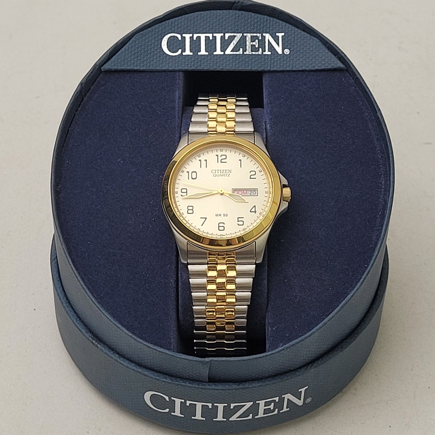 Citizen Quartz Stainless Steel Watch Stretch Band Silver & Gold 1102-S056039