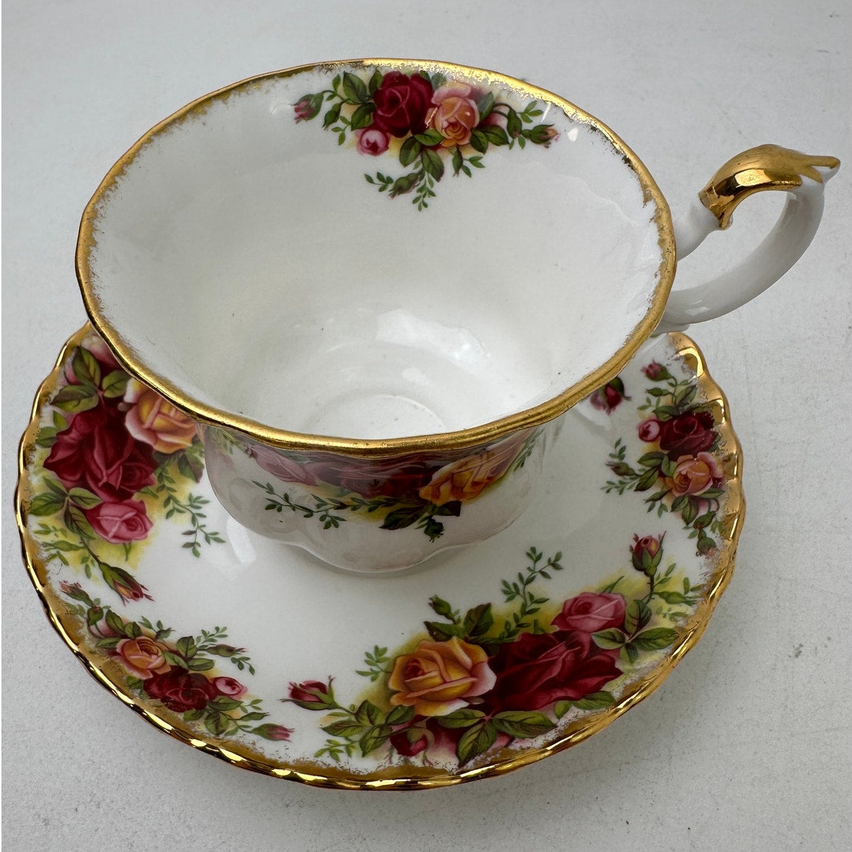 Vintage Royal Albert "Old Country Roses" Bone China Teacup & Saucer | Set of 3