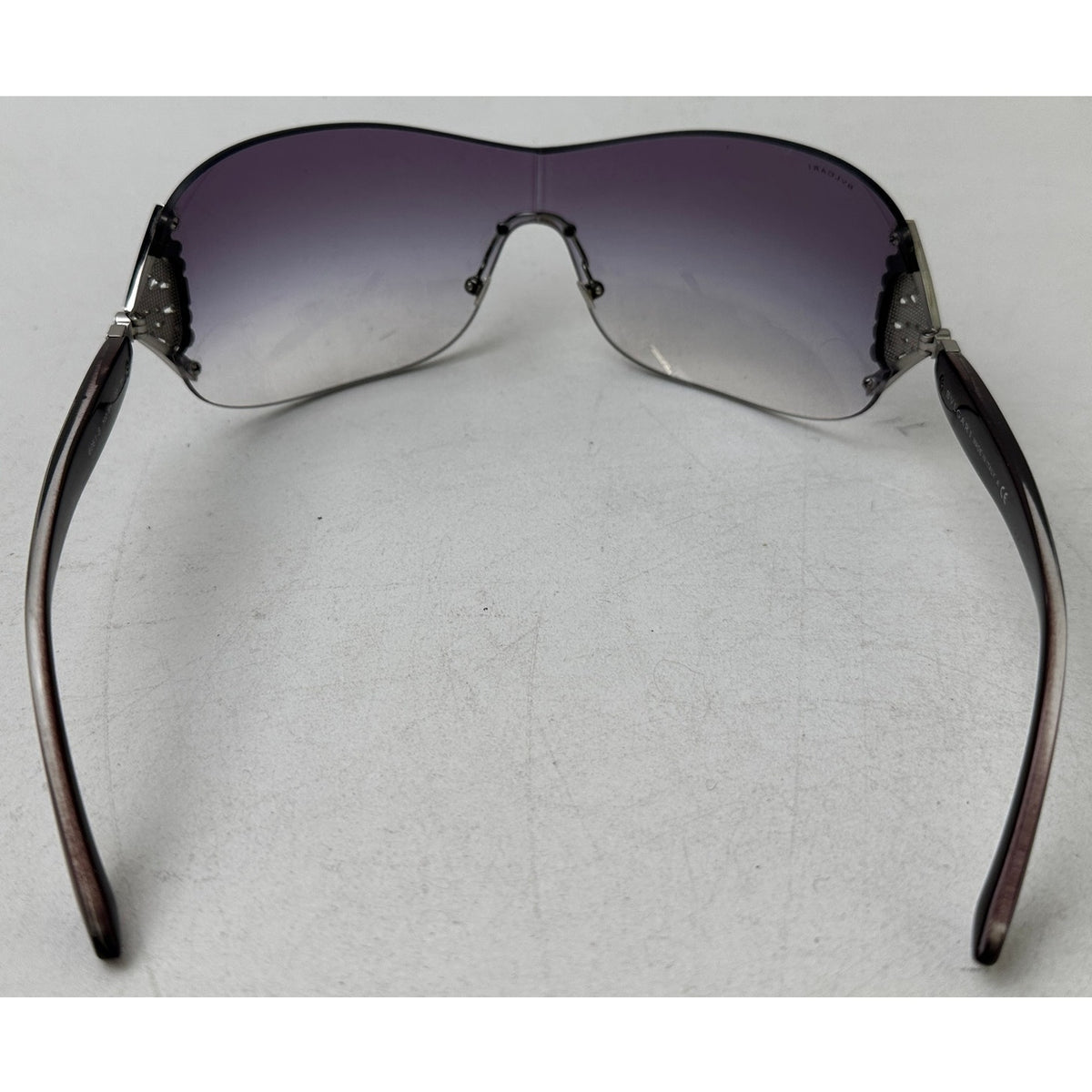 BVLGARI Crystal Rhinestone Shield Sunglasses with Leather Case