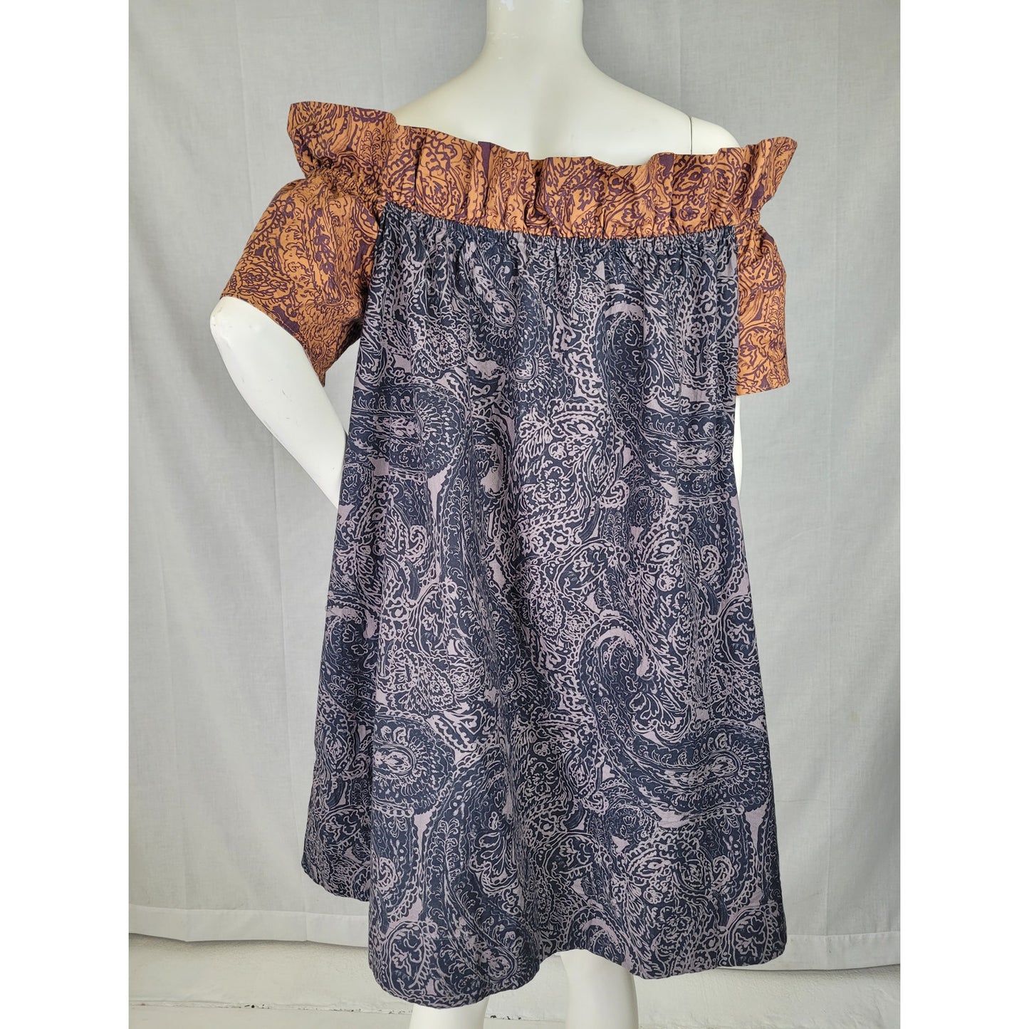 Free People Sophie Printed Off-the-Shoulder Mini Dress Women's Sz L