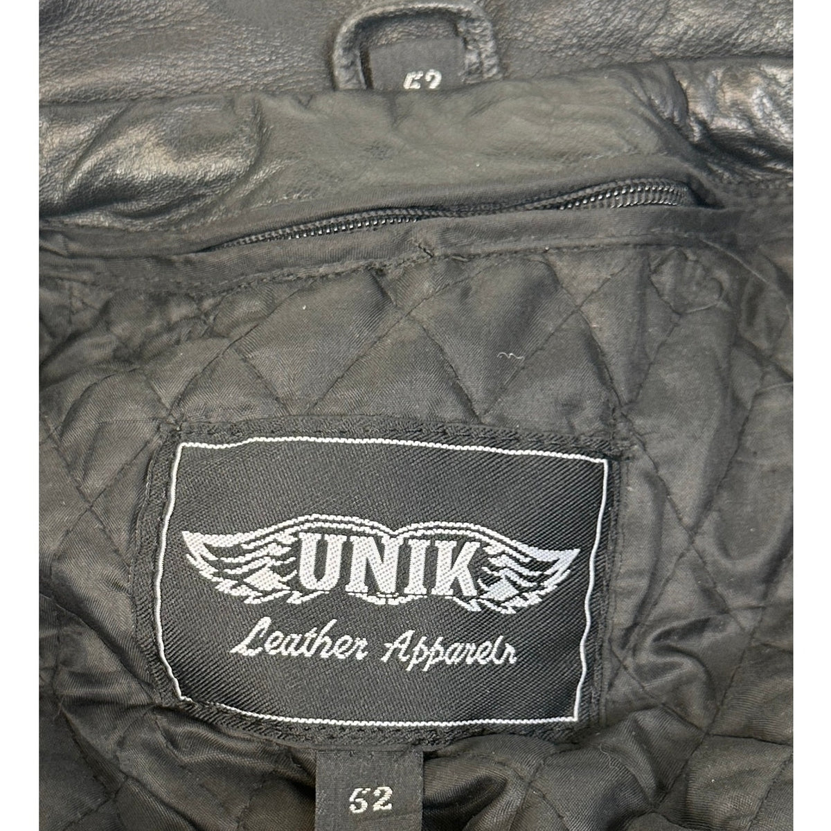 UNIK Leather Apparels Black Biker Jacket Men's Sz 52 (3XL)