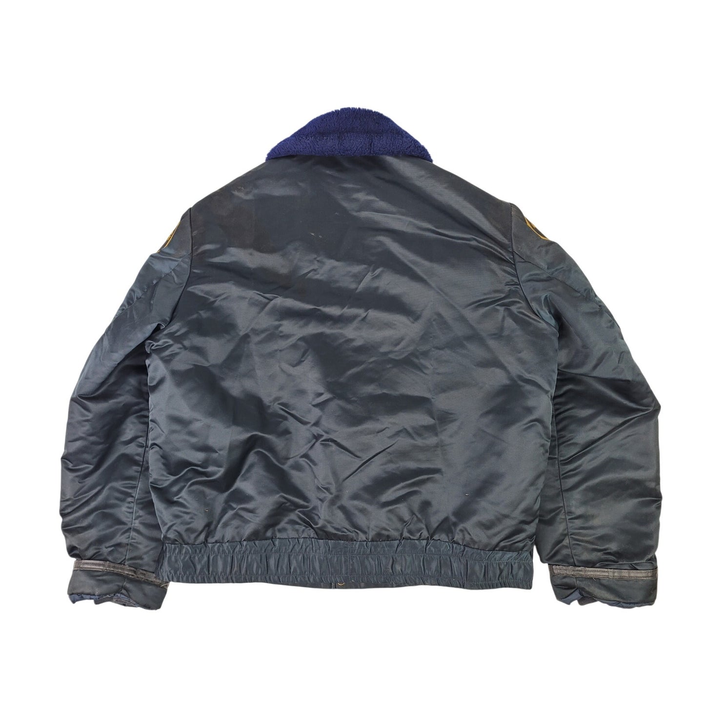 Vintage 1970s Police Jacket Dublin California Navy Blue Sherpa Collar Sz 42