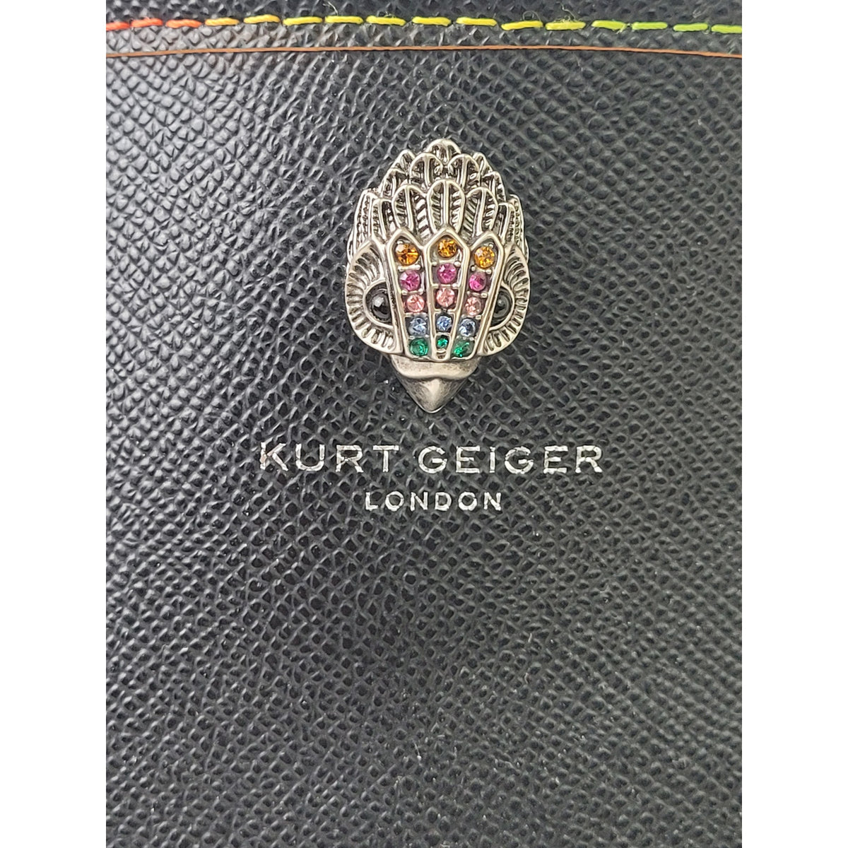 Kurt Geiger London Richmond Shopper Tote Bag Black w Neon Stitching
