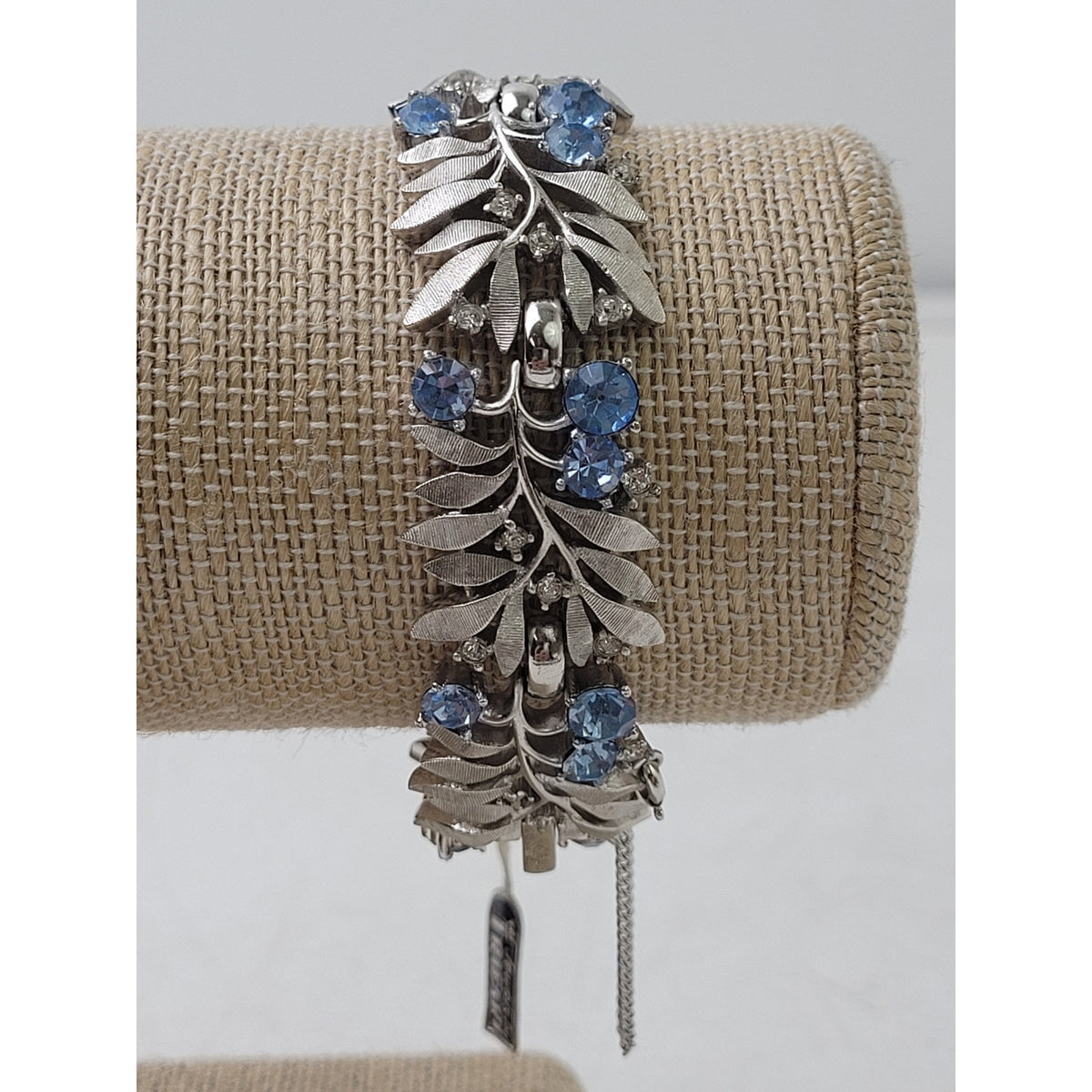 Vintage Jewels by Trifari Silver-Tone Laurel Leaf Blue Rhinestone Bracelet NWT