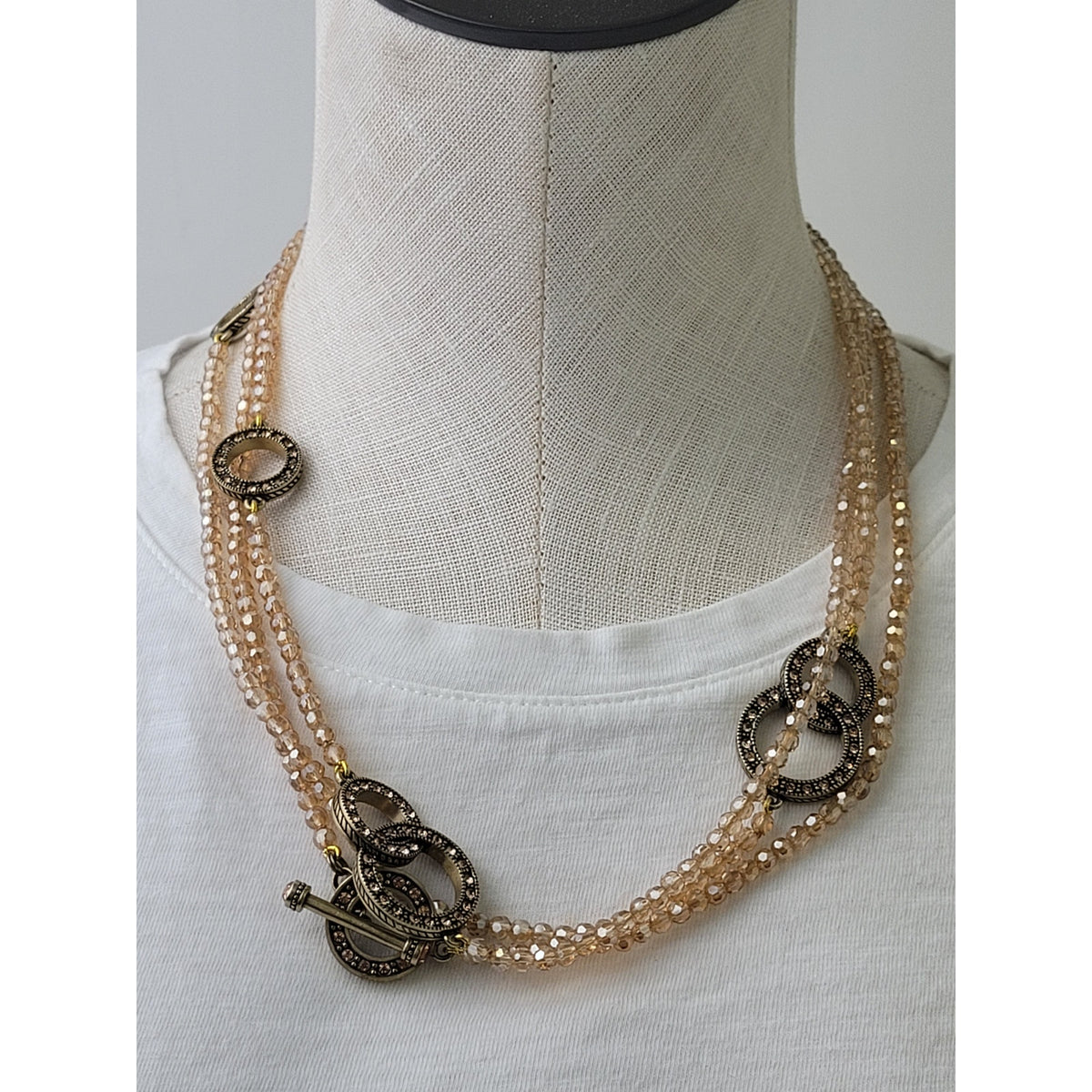 Heidi Daus The Long and Short of It Beaded Crystal Toggle Deco Necklace