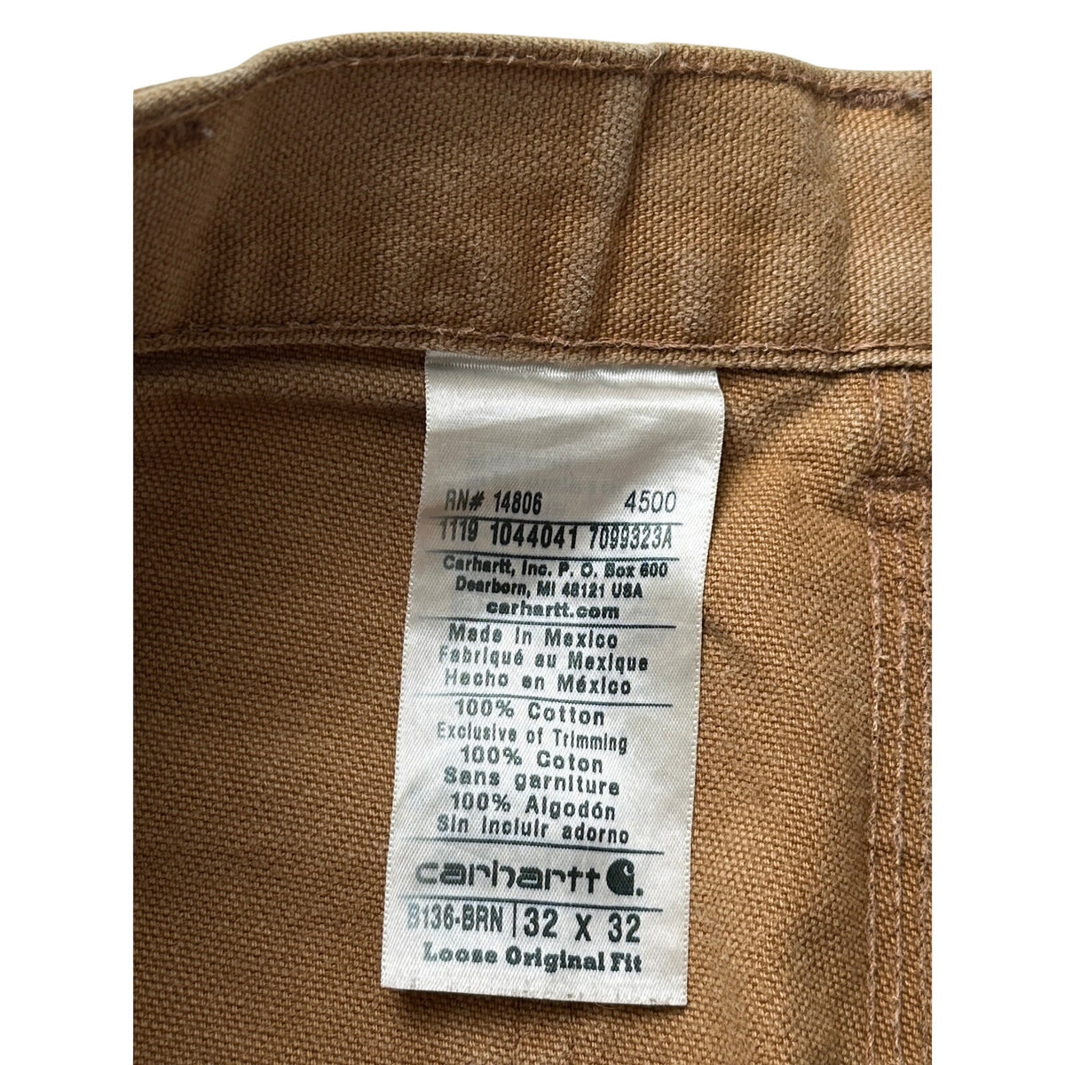Vintage Carhartt Tan Distressed Double Knee Canvas Work Pants Men's Sz 32 x 32