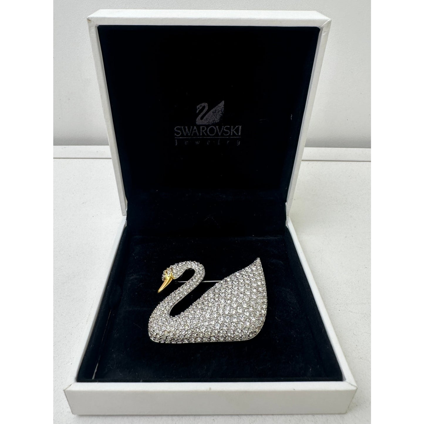 Vintage Swarovski Centenary Pavé Crystal Swan Brooch Pin