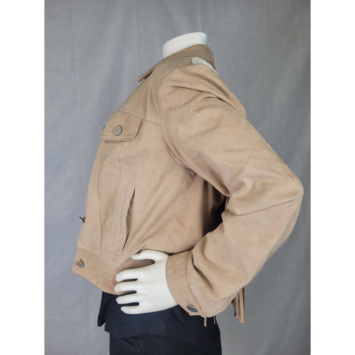 Zara Woman Outerwear Goat Leather Fringed Embroidered Beaded Western Jacket Sz M