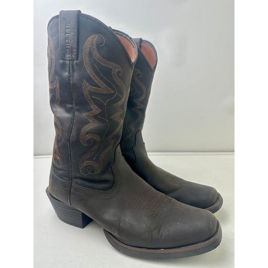 Justin Brown Leather Western Cowboy Boots Men's Sz 10