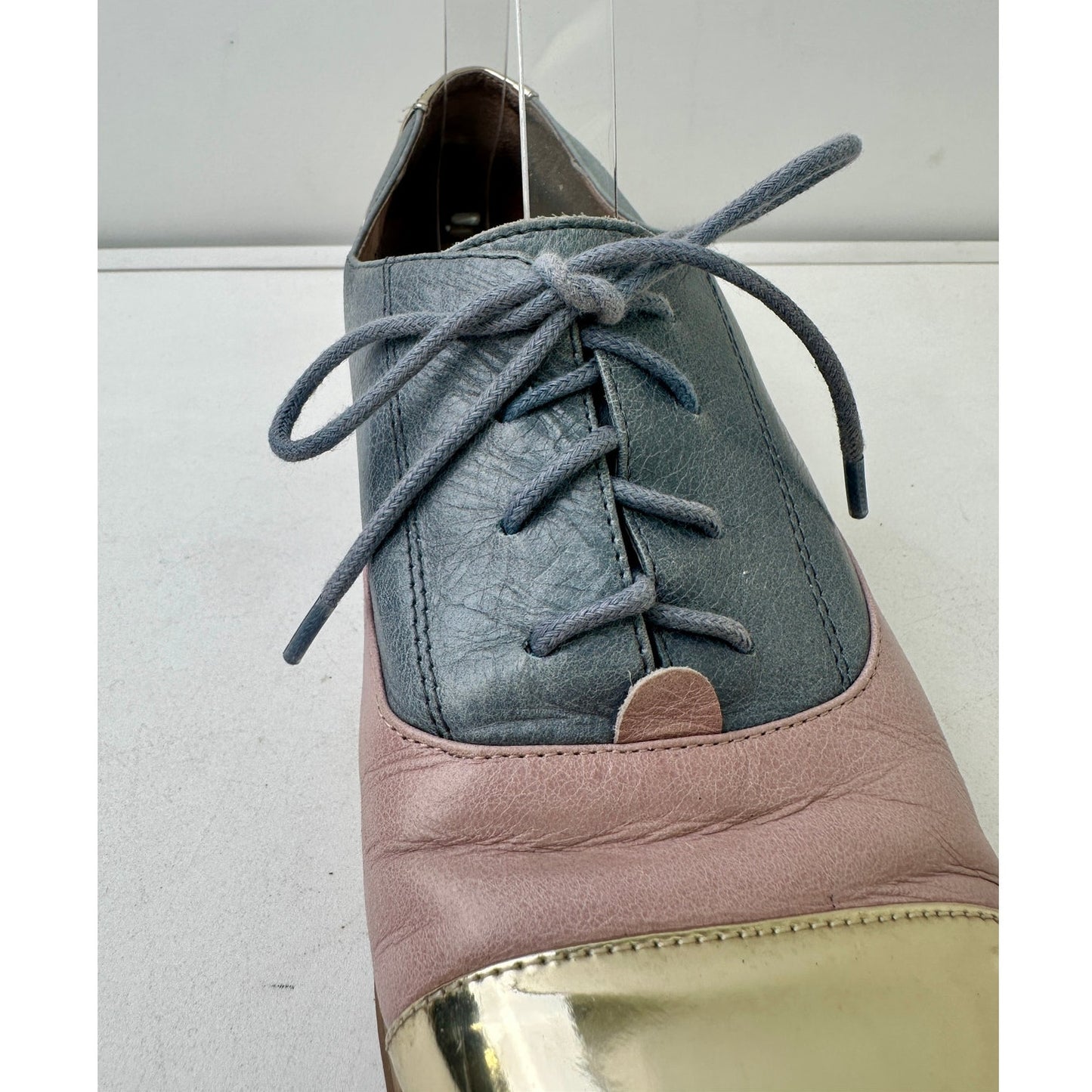 Tri-Color Leather Metallic Cap Toe Oxford Shoes Women's Sz 9
