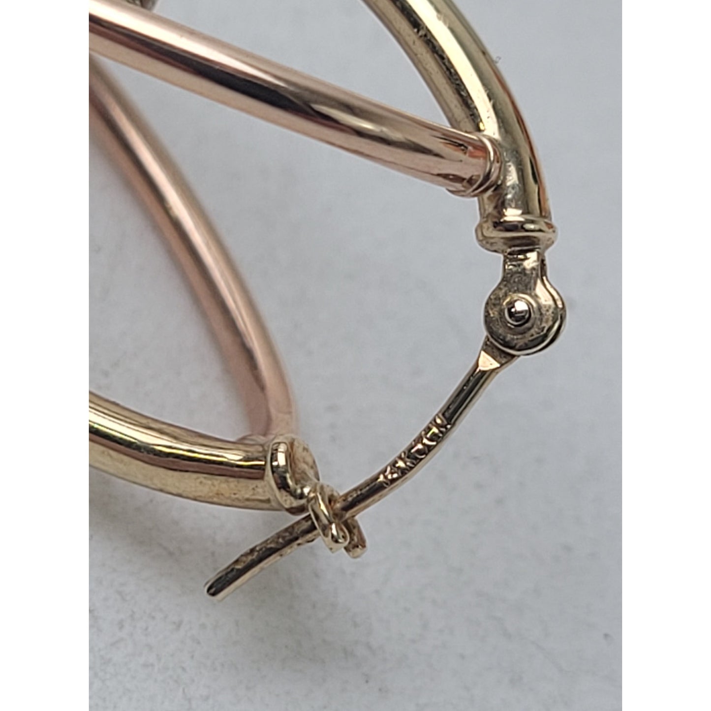 14K Gold Tri-Color Rose Yellow White Multi-Ring Interlocked Hoop Earrings
