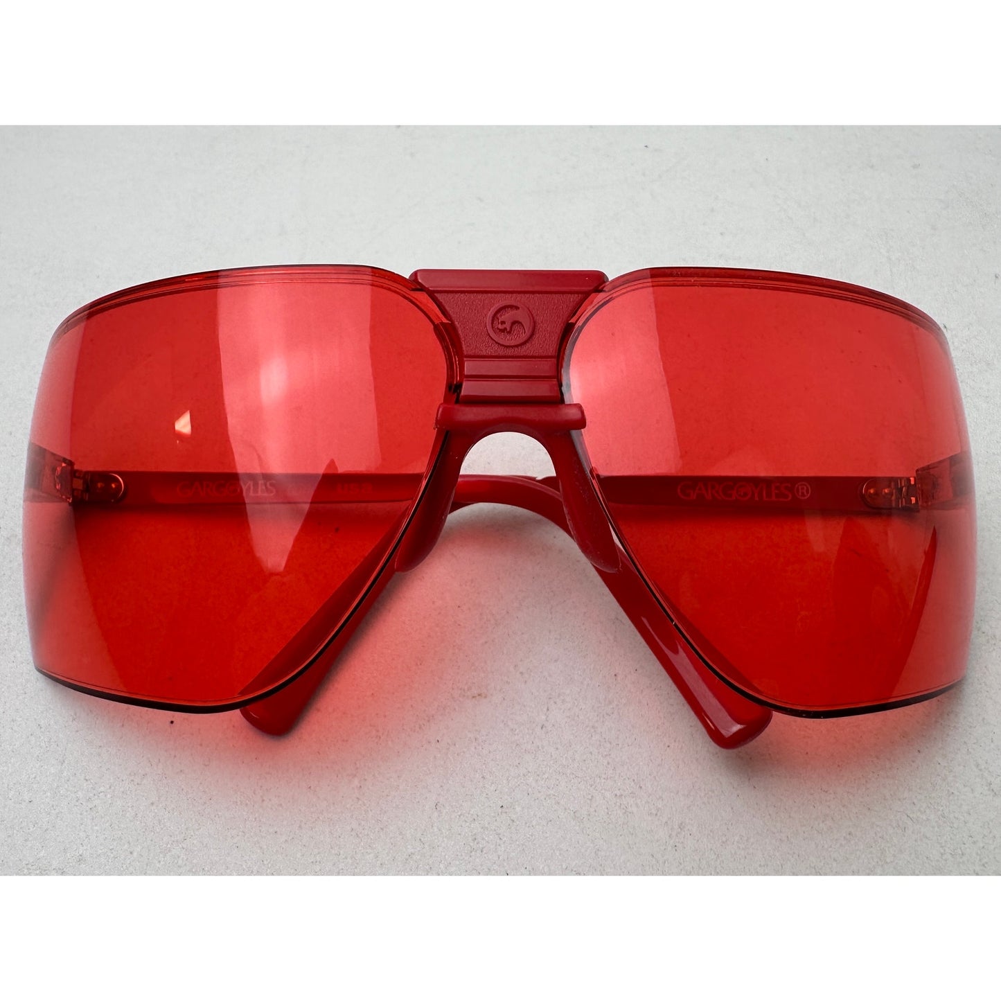 Vintage 1980s Gargoyles Classic Shield Red Sunglasses With Case