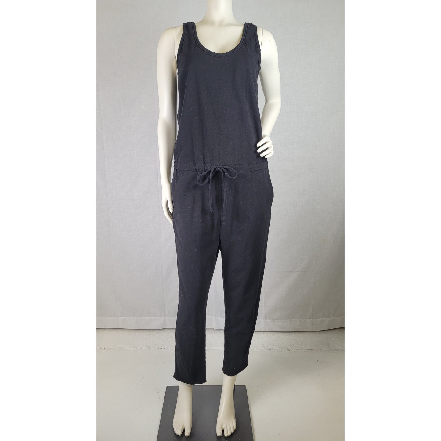 Frank & Eileen Black Cotton Jersey Sleeveless Tank Jumpsuit Women's Sz M