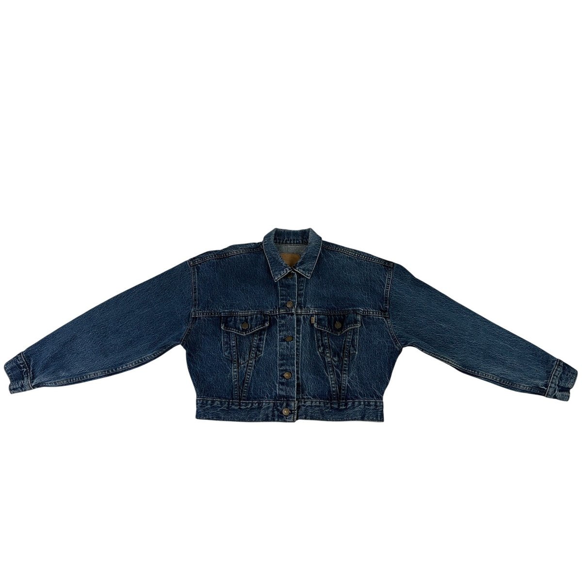 Vintage Levi's Orange Tab Cropped Medium Wash Denim Trucker Jacket Women's Sz L
