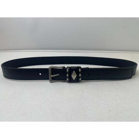 Frye Black Leather Diamond Studded Belt W/ Silver Hardware Men's Sz Large NWT