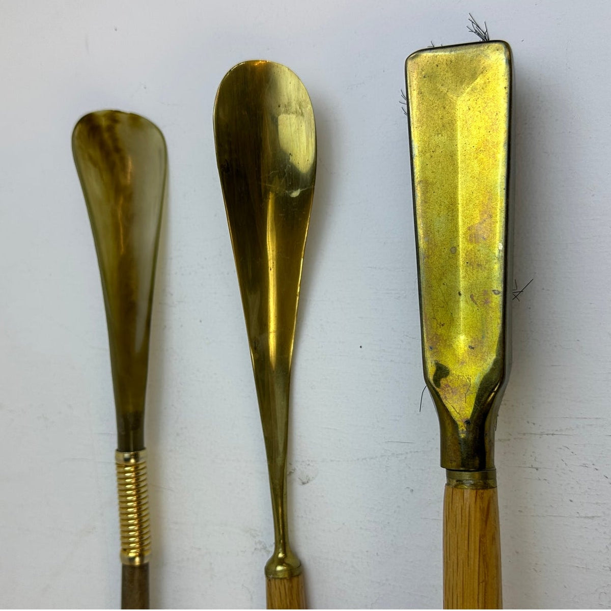 Vintage 3-Piece Equestrian Brass Horse Head Shoe Care Set