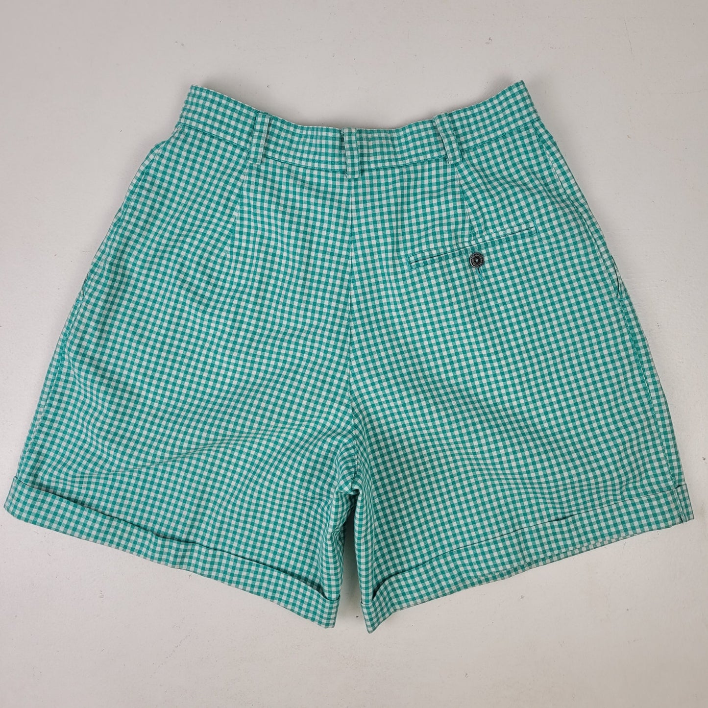 VTG 90s LizSport High Rise Green Plaid Pleated Shorts Women's Sz 28" Waist