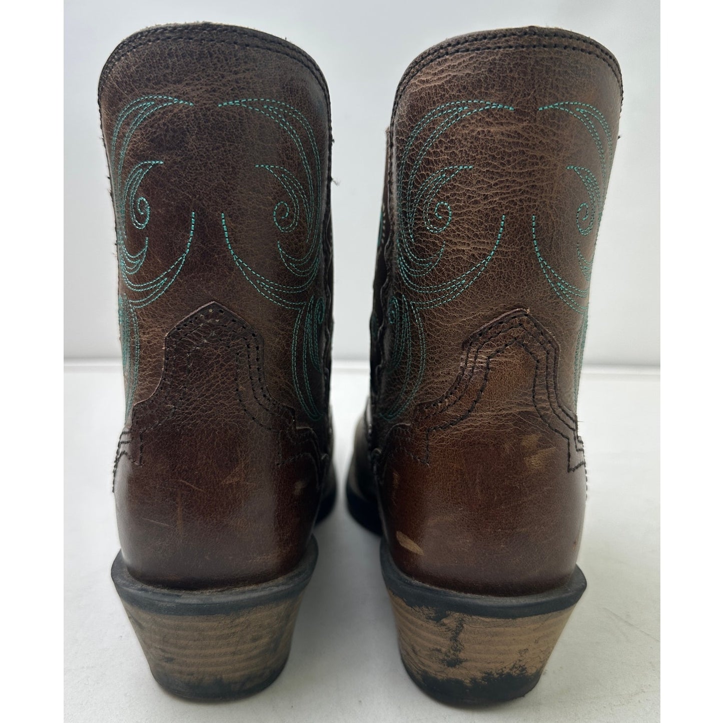 Justin Boots Chellie Gypsy Brown/Turquoise Leather Ankle Boots Women's Sz 7.5