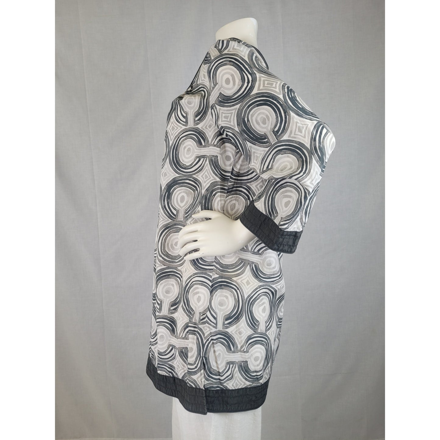 Y2K Coach Gray White Tunic Top Cotton Silk Women's Sz M