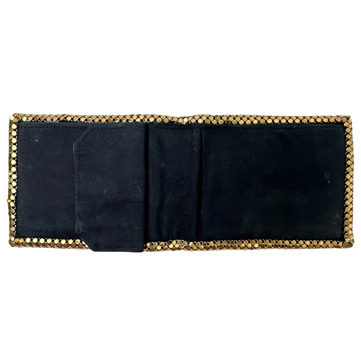 Vintage Whiting & Davis Gold Metal Mesh Pouch and Bi-Fold Wallet Set