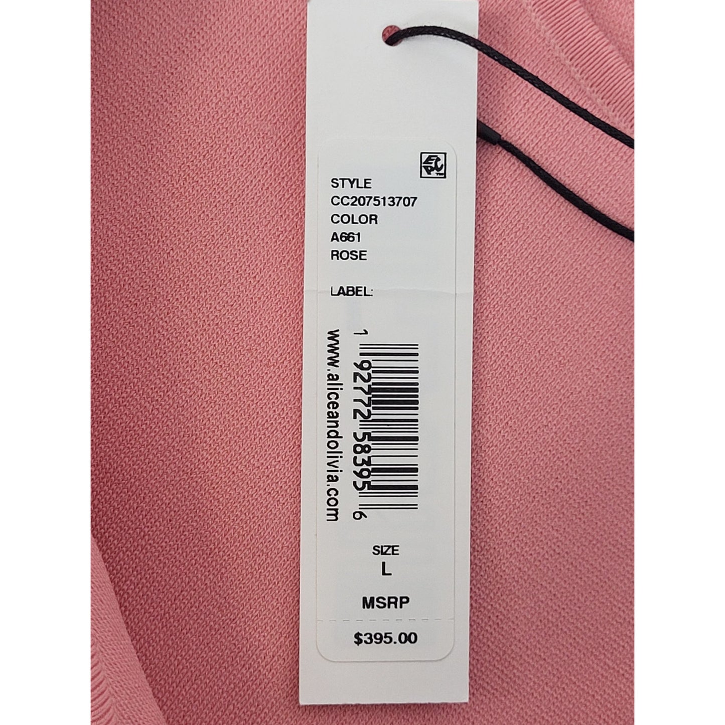 Alice + Olivia Front Tie Pink Rose Cropped Cardigan Women's Sz L NWT