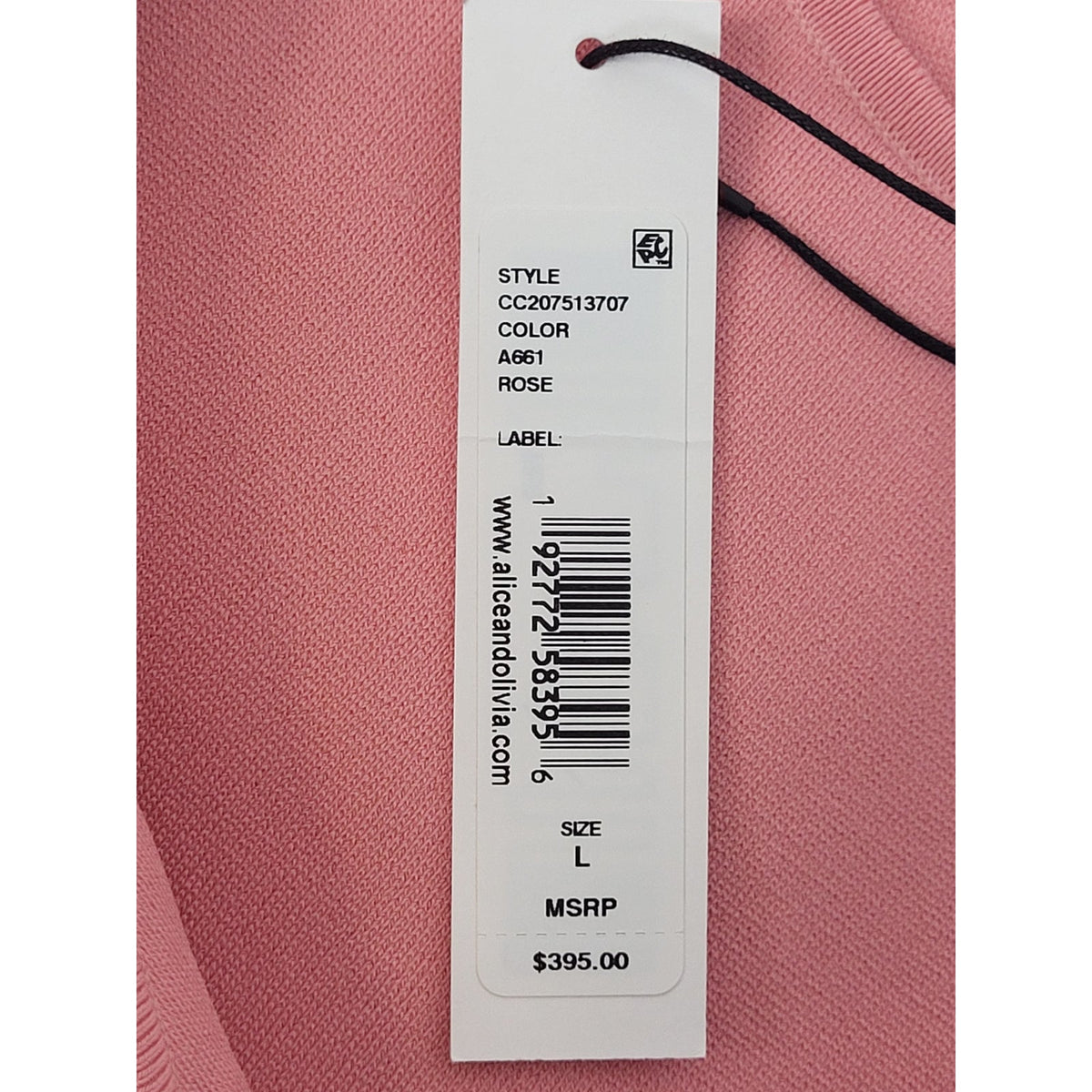 Alice + Olivia Front Tie Pink Rose Cropped Cardigan Women's Sz L NWT
