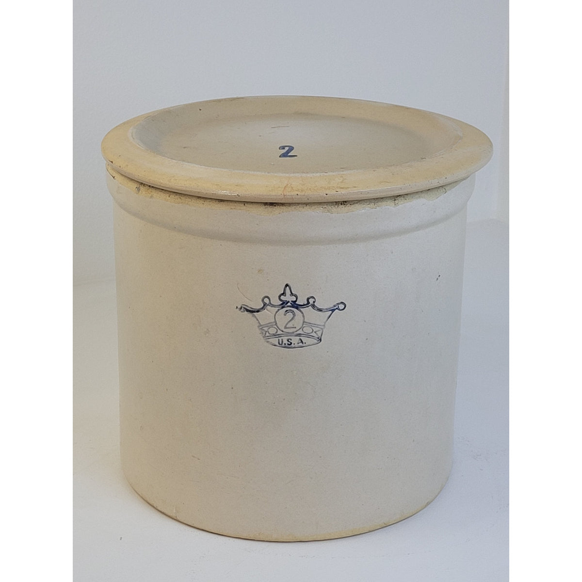 VTG Robinson Ransbottom Pottery Co. 2-Gallon Stoneware Crock w Lid Made in USA