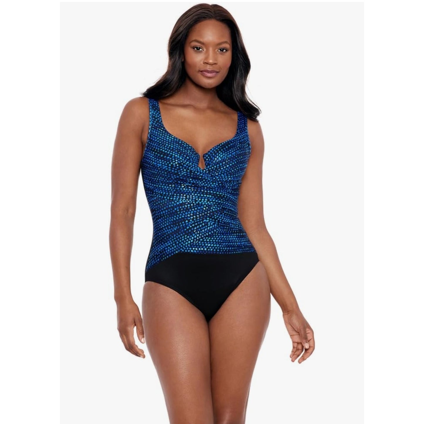 Miraclesuit Layered Escape Tummy Control One Piece Swimsuit Sz 16 | MSRP: $188