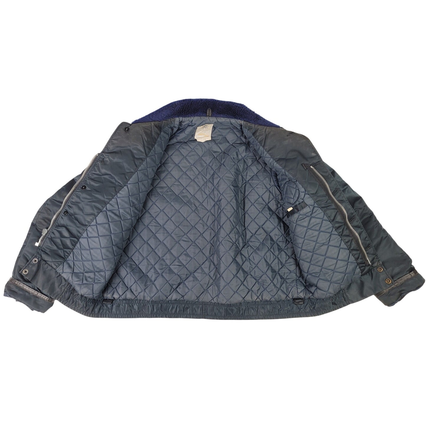 Vintage 1970s Police Jacket Dublin California Navy Blue Sherpa Collar Sz 42