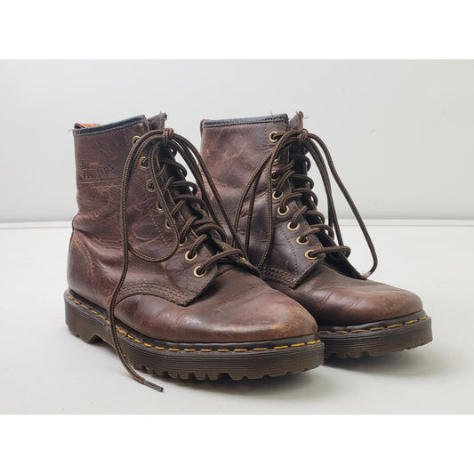 Vintage 90s Dr. Martens 1460 8-Eye Lace-Up Boots in Brown Crazy Horse Sz 38