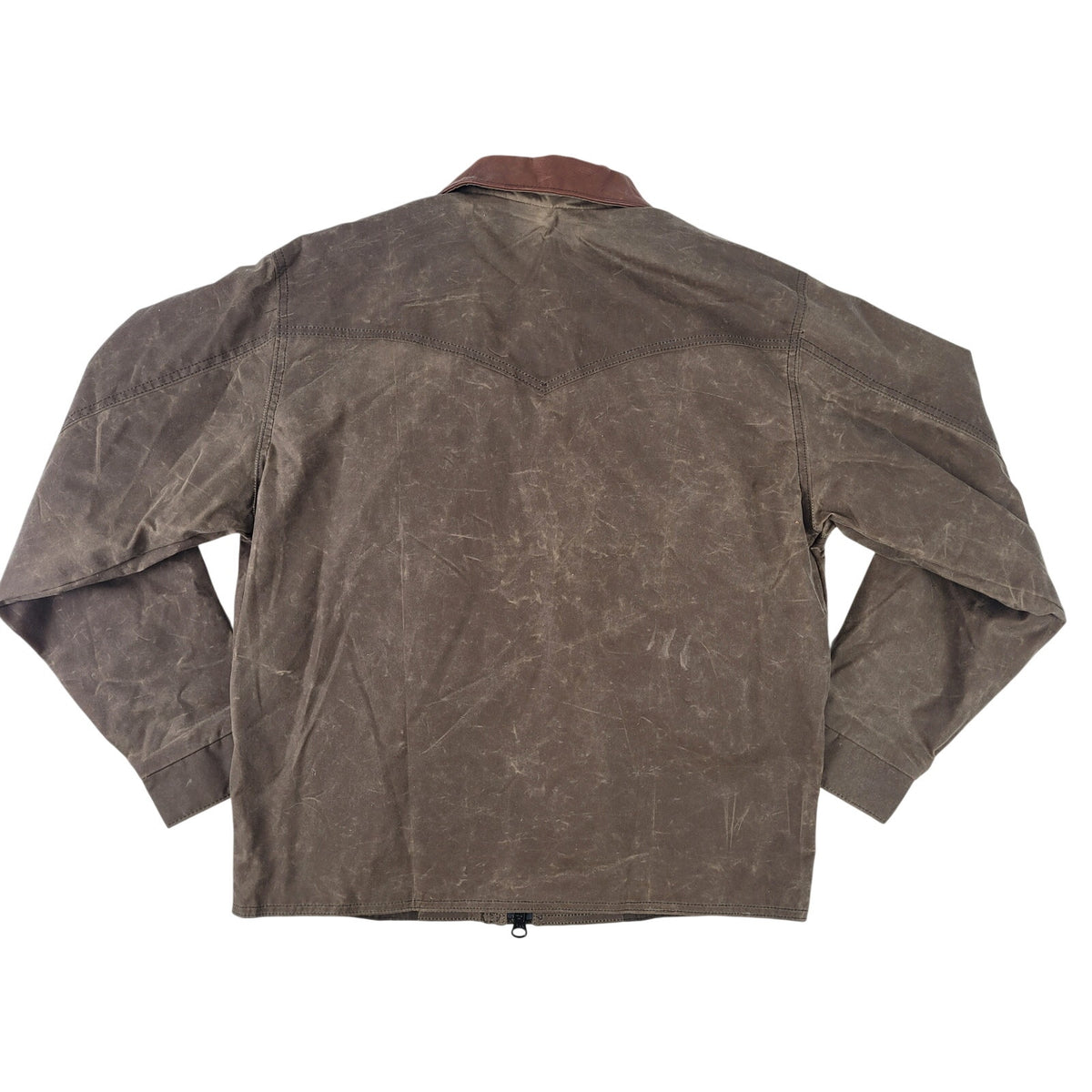 Schaefer Outfitter Western Jacket Brown Waxed Canvas Leather Collar Men's Sz S
