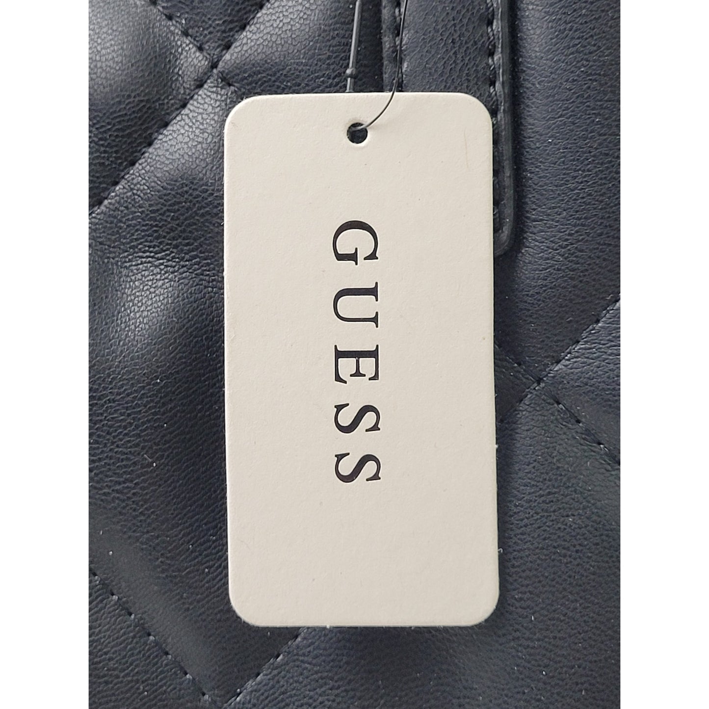 Guess Vikky Tote Handbag 2-Piece Set Black Quilted Faux Leather NWT