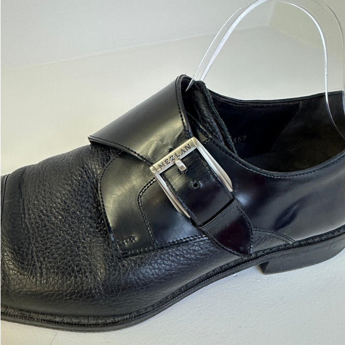 Mezlan Phoenix Black Leather Cap Toe Single Monk Strap Dress Shoes Men's Sz 10.5
