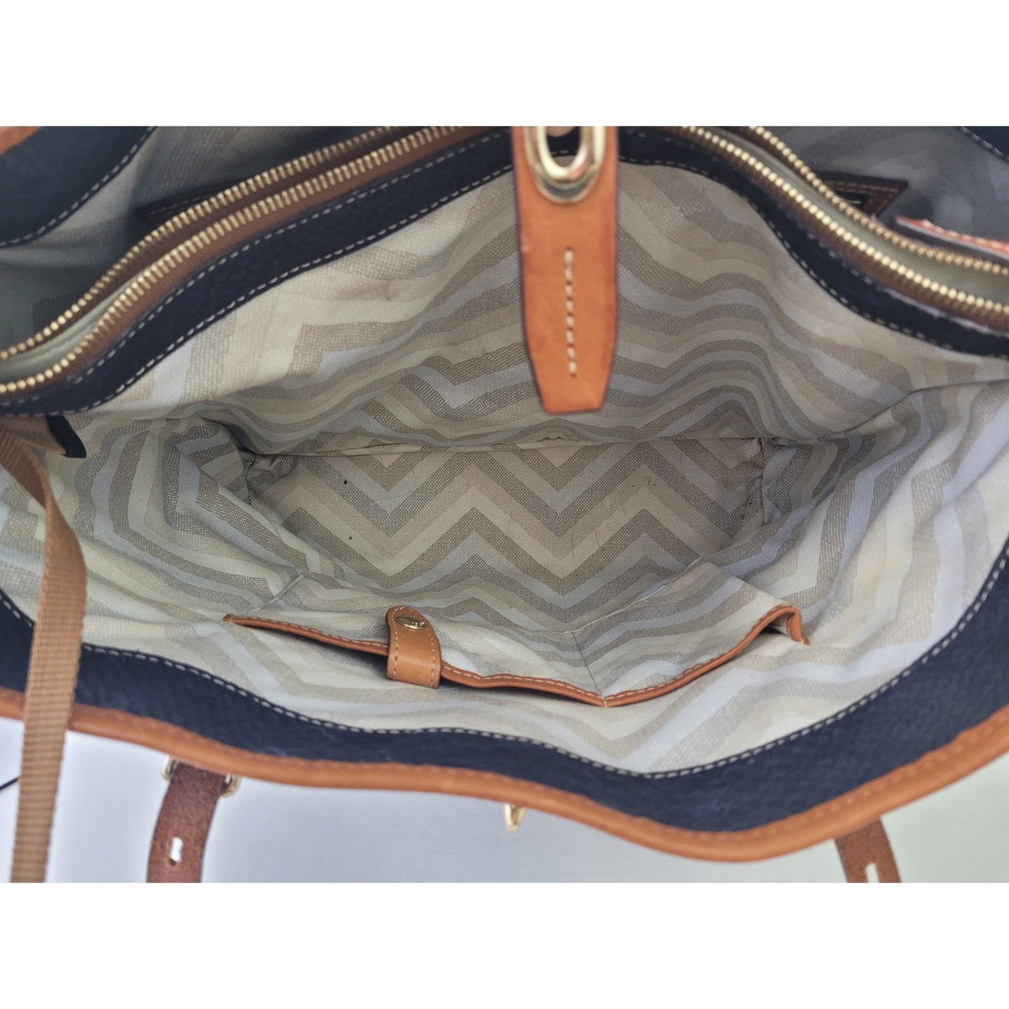 Dooney & Bourke Claremont Python Embossed Leather Tote Bag Navy & Brown