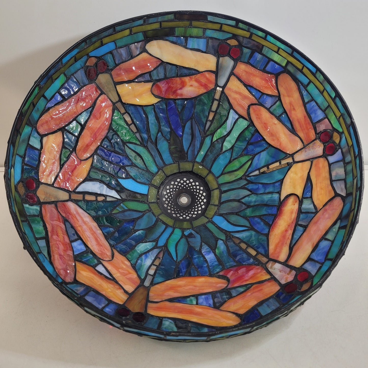 Dale Tiffany Colorful Dragonfly Stained Glass Table Lamp 22" H x 16" W