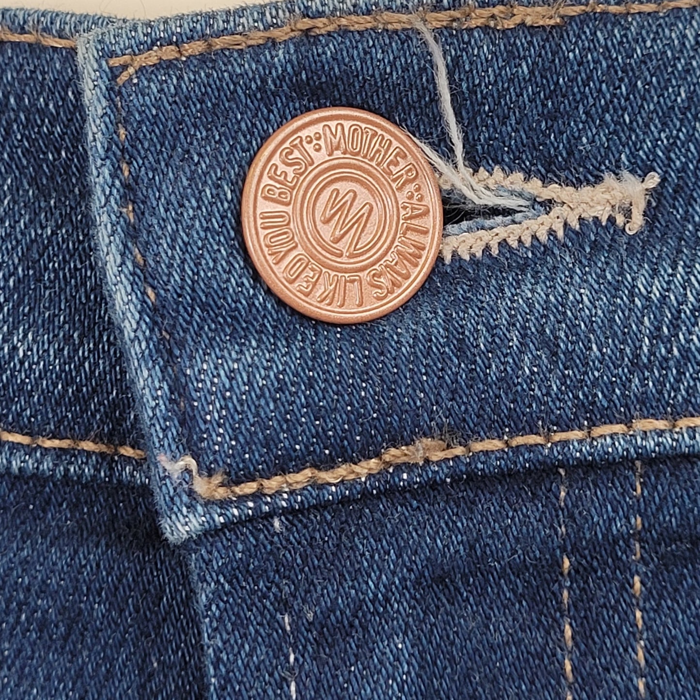 Mother The Hustler Ankle Fray Cropped Straight Leg Medium Wash Jeans Sz 28