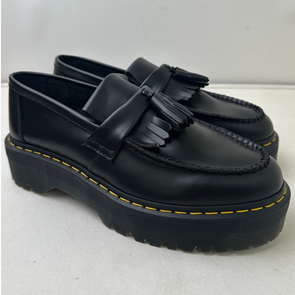 Dr. Martens Adrian Quad Black Smooth Leather Platform Tassel Loafers M 11 / W 12