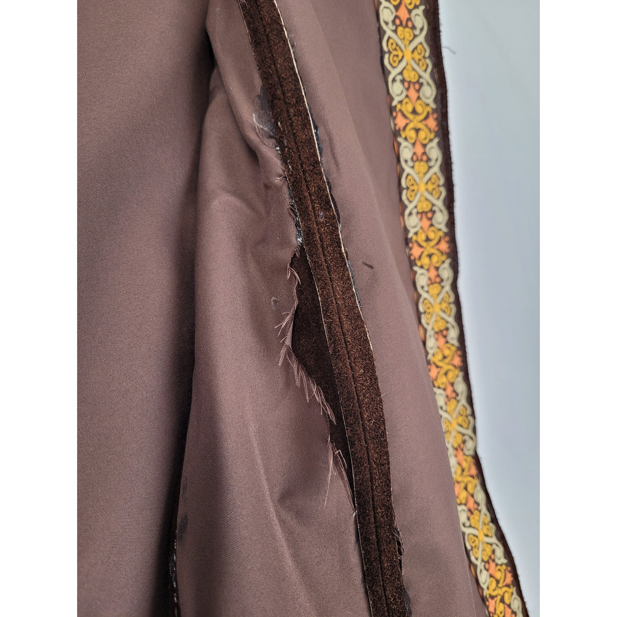 Vintage 1960s-70s Brown Suede Cape Poncho w Butterly & Flower Women's Sz XS/S
