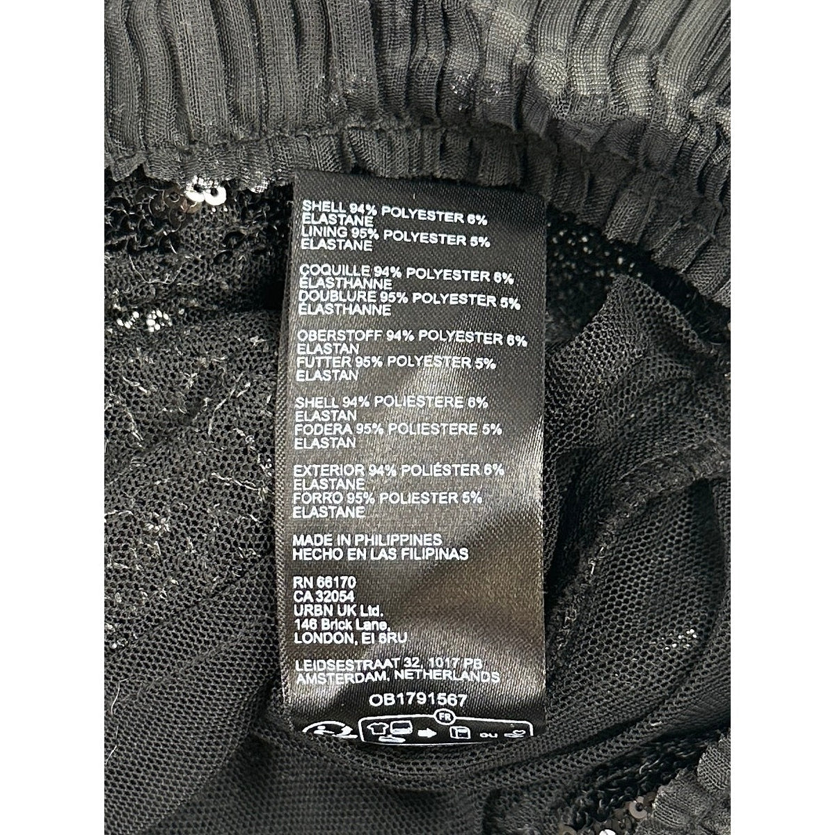 Anthropologie Black Sequined Short Sleeve Top with Pleated Trim Women's Sz XL