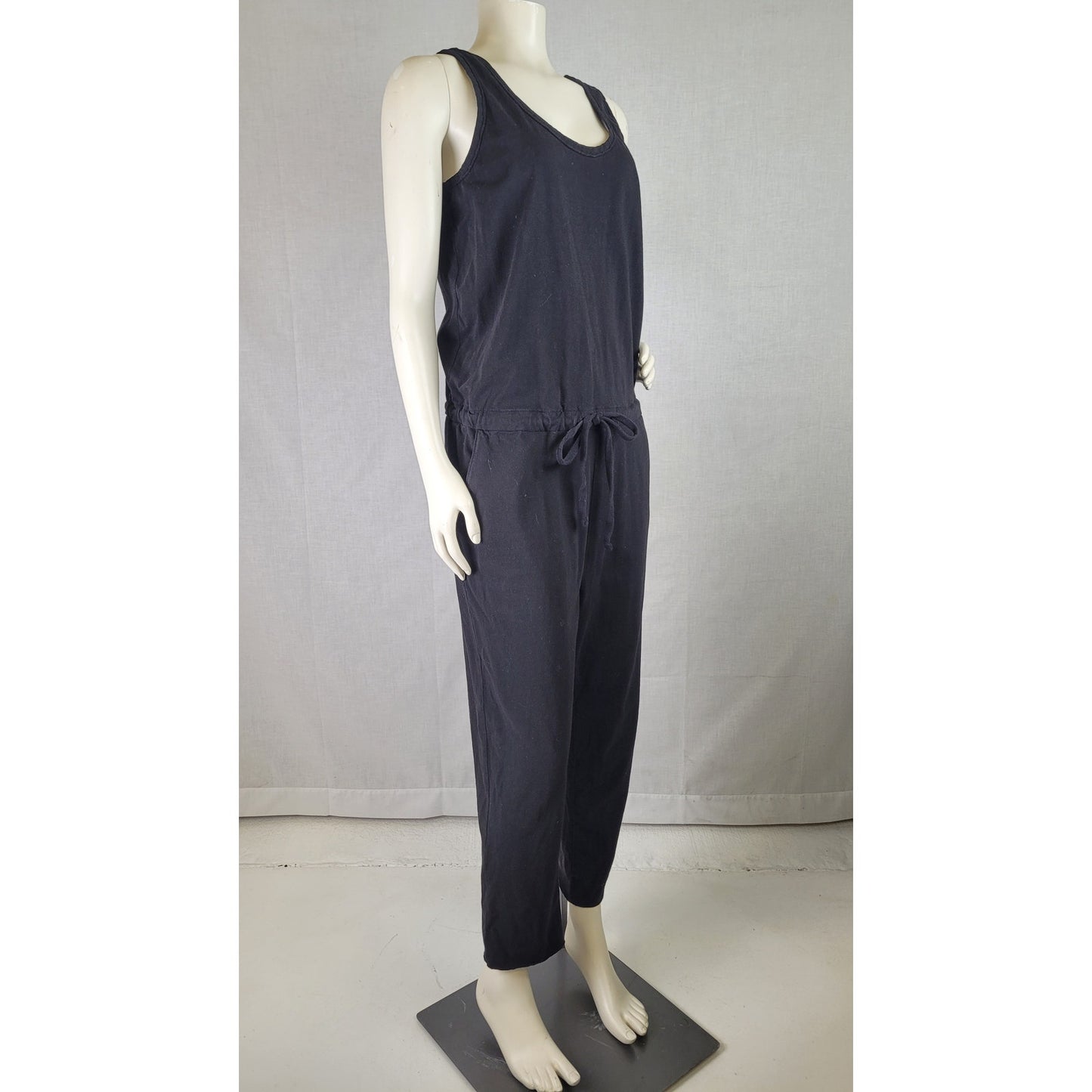 Frank & Eileen Black Cotton Jersey Sleeveless Tank Jumpsuit Women's Sz M