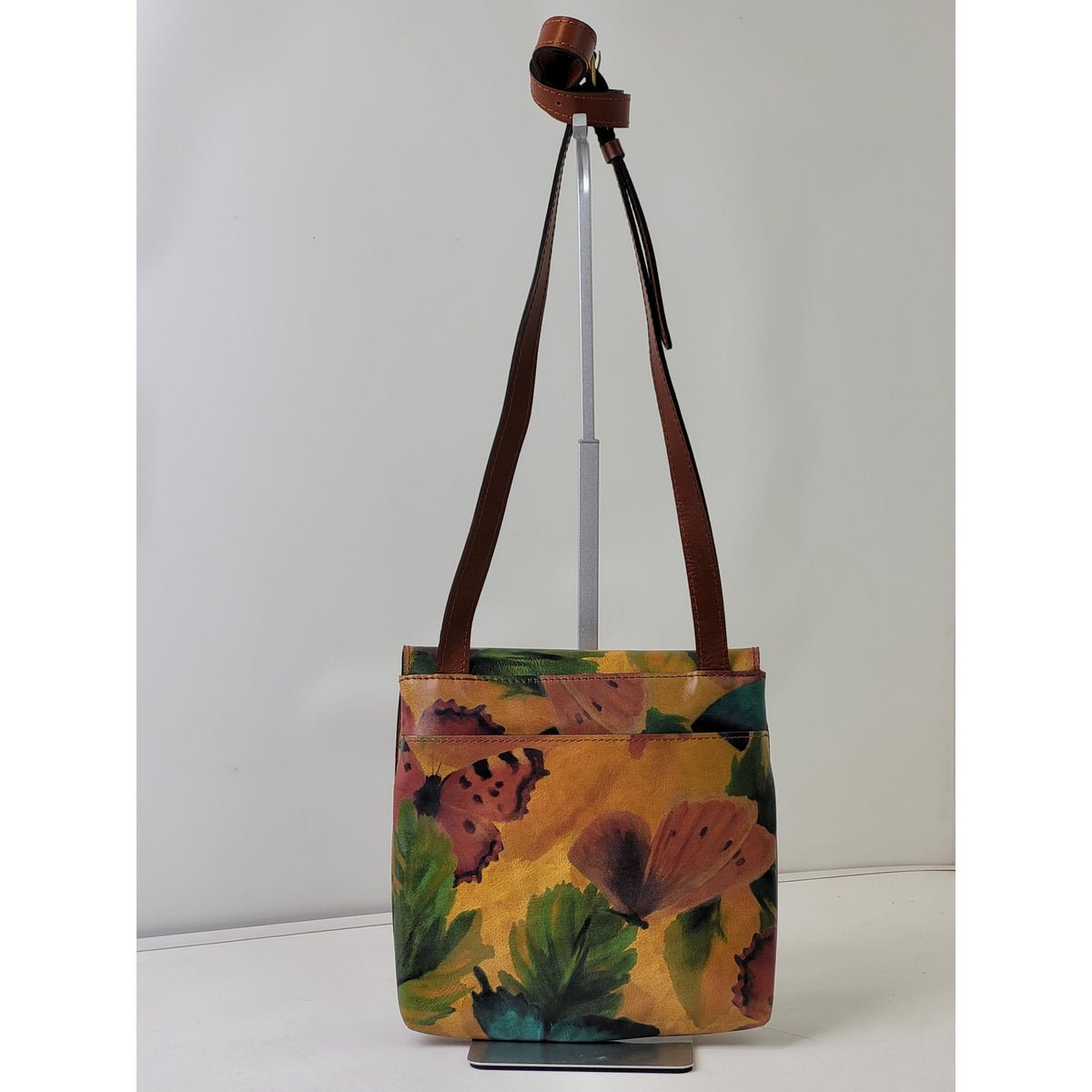 Patricia Nash Granada Leather Crossbody Bag Watercolor Butterfly EUC